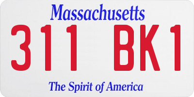 MA license plate 311BK1