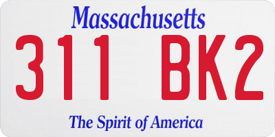 MA license plate 311BK2