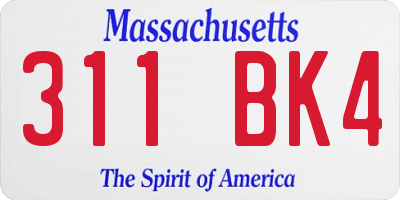 MA license plate 311BK4