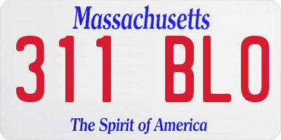 MA license plate 311BL0
