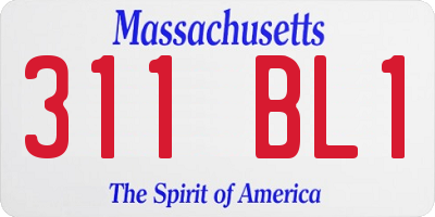 MA license plate 311BL1