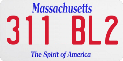 MA license plate 311BL2