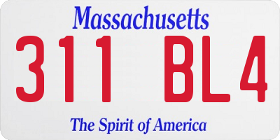 MA license plate 311BL4