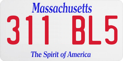MA license plate 311BL5