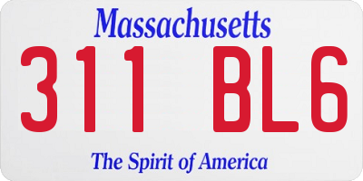 MA license plate 311BL6
