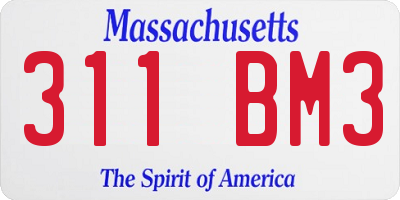 MA license plate 311BM3