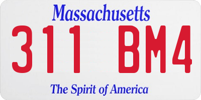 MA license plate 311BM4