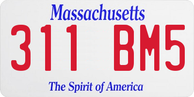 MA license plate 311BM5
