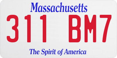 MA license plate 311BM7