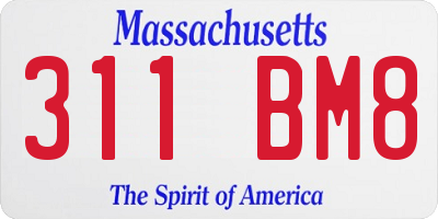 MA license plate 311BM8