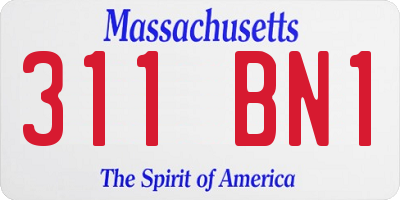 MA license plate 311BN1