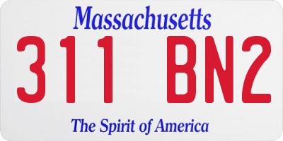 MA license plate 311BN2