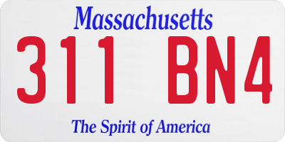 MA license plate 311BN4