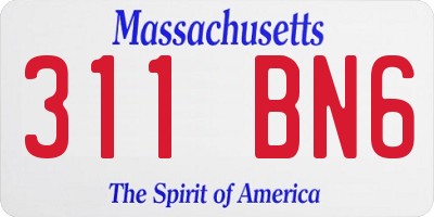 MA license plate 311BN6