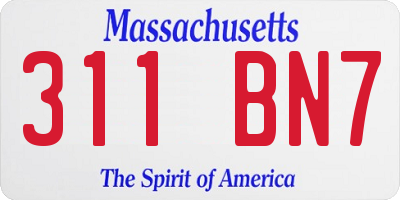 MA license plate 311BN7