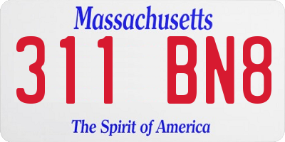 MA license plate 311BN8