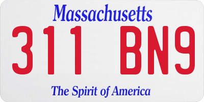MA license plate 311BN9