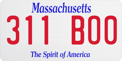 MA license plate 311BO0
