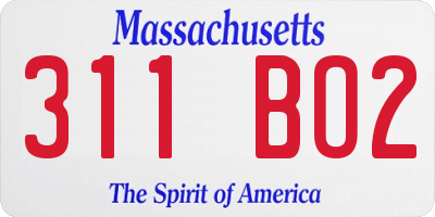 MA license plate 311BO2