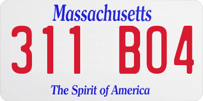 MA license plate 311BO4