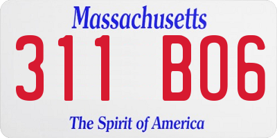 MA license plate 311BO6