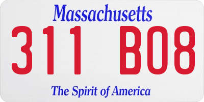 MA license plate 311BO8