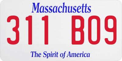 MA license plate 311BO9