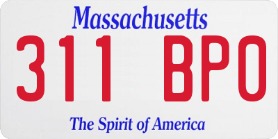 MA license plate 311BP0