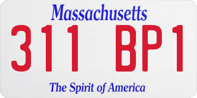 MA license plate 311BP1