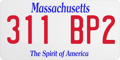 MA license plate 311BP2