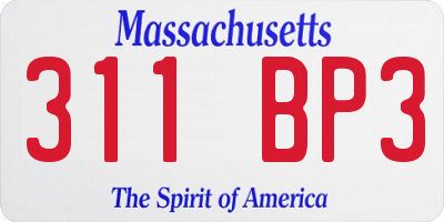 MA license plate 311BP3