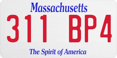MA license plate 311BP4