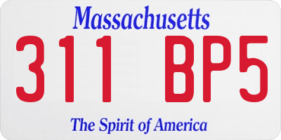 MA license plate 311BP5