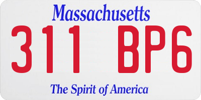 MA license plate 311BP6