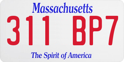 MA license plate 311BP7