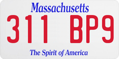 MA license plate 311BP9