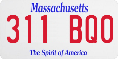 MA license plate 311BQ0