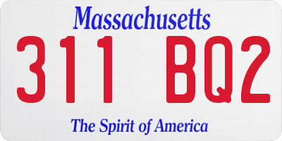 MA license plate 311BQ2
