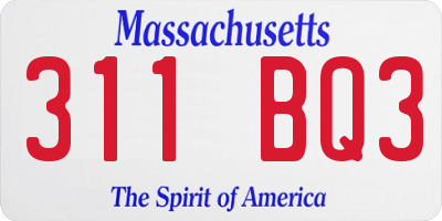 MA license plate 311BQ3