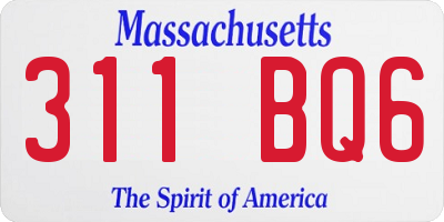 MA license plate 311BQ6