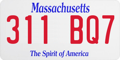 MA license plate 311BQ7