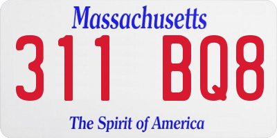 MA license plate 311BQ8