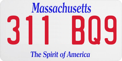 MA license plate 311BQ9