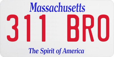 MA license plate 311BR0