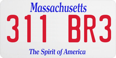 MA license plate 311BR3