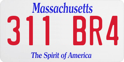 MA license plate 311BR4