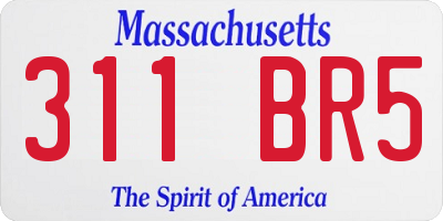 MA license plate 311BR5