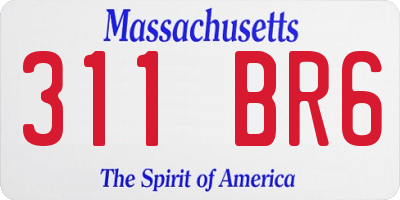 MA license plate 311BR6