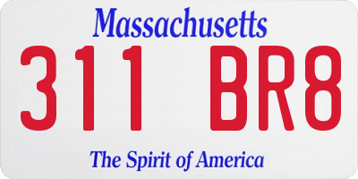 MA license plate 311BR8