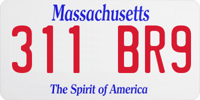 MA license plate 311BR9